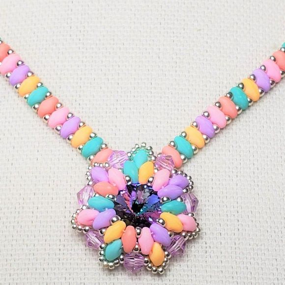Colorful Handmade Swarovski Necklace Set - Picture 2 of 6